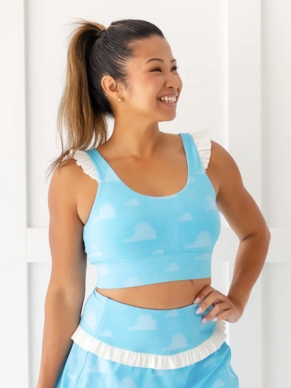 Sky Cloud Ruffle Strap Crop Bra - Women's Intimates & Sleepwear